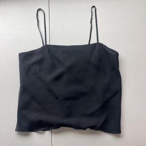 Cami Silk Black Tank Size 4 XS/S Basic Straight Lined Classic INC VTG NEW $59